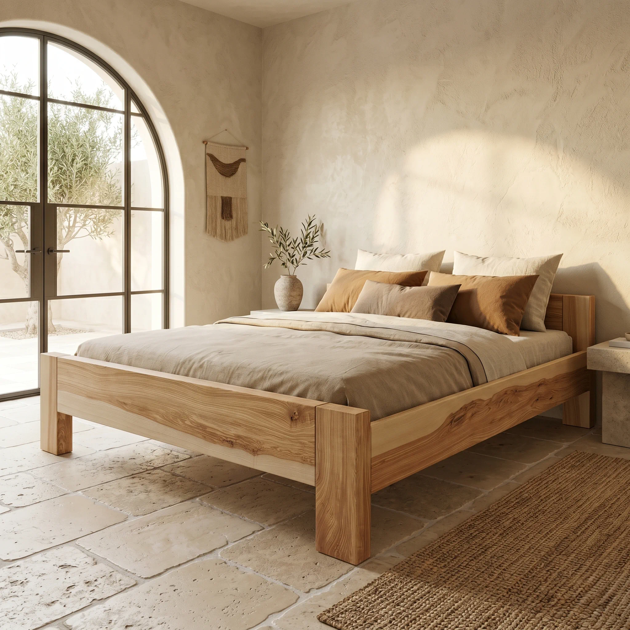 Bett Kairos 180x200 in Esche geölt, metallfrei, Fuss und Kopfteil sind dicker